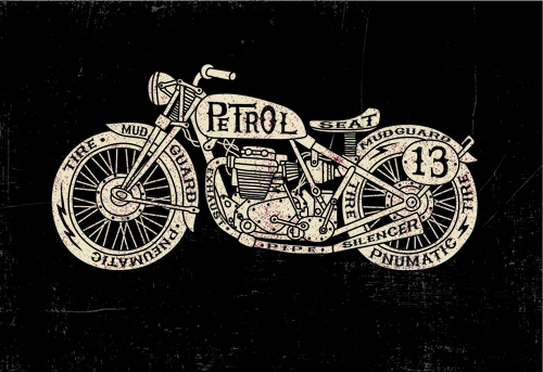 Motorrad Retro-Plakate kreative Vektorgrafik 03 Retro-Schrift poster Plakate Motorrad Kreativ   