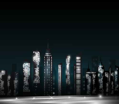 夜の都市の高層ビルベクトル材料01 高層ビル 都市 超高層ビル 材料   