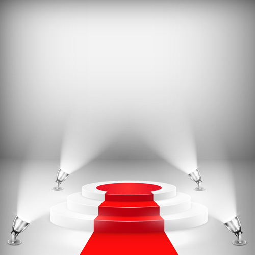 Podium mit rotem Teppich und Scheinwerfer Vektoren 07 Teppich spotlight Podium   