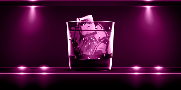 Fond brillant pourpre et whisky avec le vecteur de cubes de glace whisky pourpre glace cubes brillant   