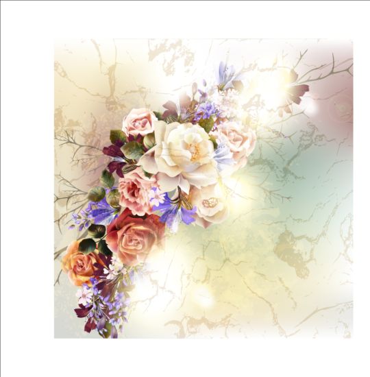 Glänzende Blume mit Grunge-Hintergrundvektor Hintergrund grunge glänzend Blume   