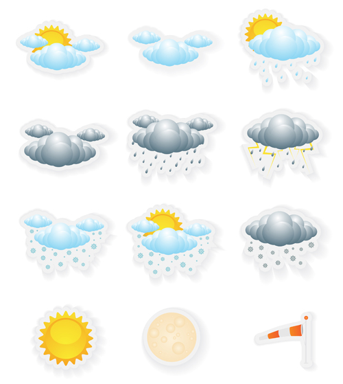 Kleine schöne Wettersymbole Vektor Wetter Ikonen Small fine icons   
