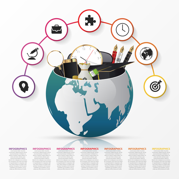 Vecteur créatif monde modèle infographique 11 monde infographique Créatif   