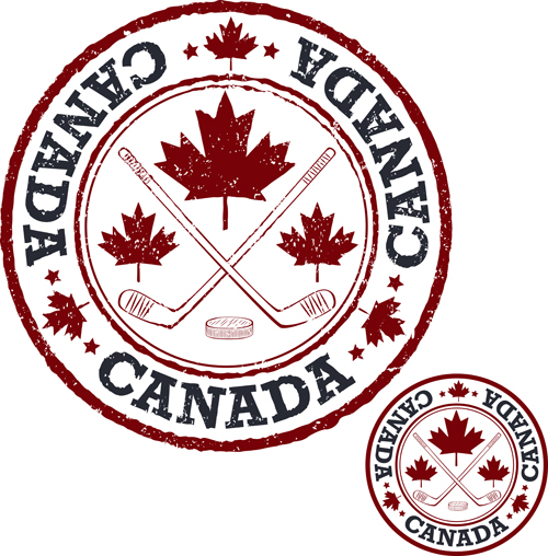 Vintage canada Hockey-Stempel-Vektormaterial 02 vintage Stempel material Kanada hockey   