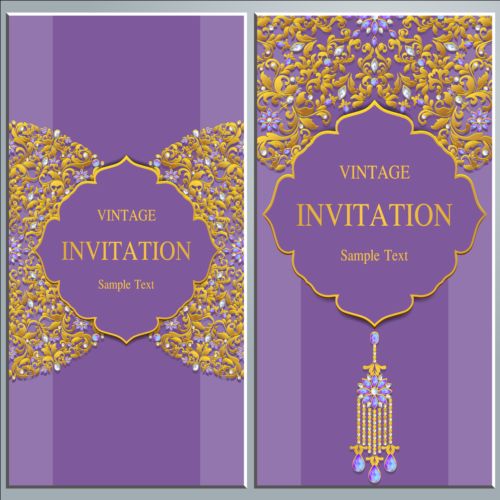 ジュエリー装飾ベクトル02のヴィンテージ招待状カード 装飾 招待状 ジュエリー カード ヴィンテージ   