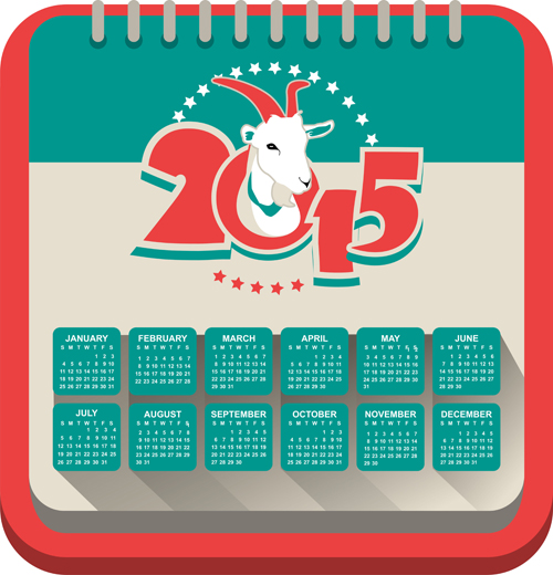 Année du mouton 2015 calendrier vecteur 04 moutons calendrier 2015   