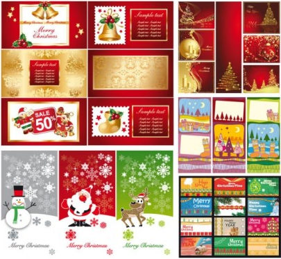 Weihnachts-Grußkarten setzen Vektor Weihnachten Karten Begrüßung   