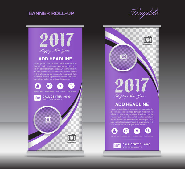 2017 bannière roll up Flyer stand Template Vector 08 stand roll flyer Bannière 2017   