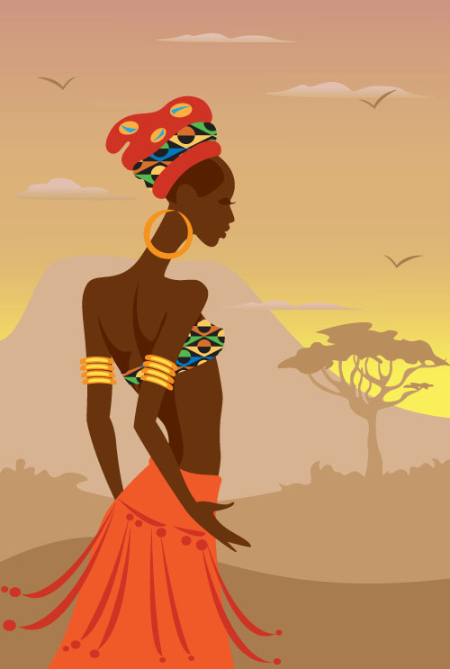 アフリカ女性 illustrtion ベクトル材料05 材料 女性 アフリカ illustrtion   