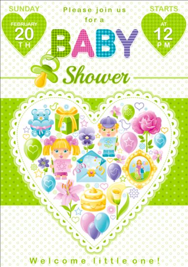 Baby-Duschkarte mit Herzvektor 01 Karte Herz Dusche baby   