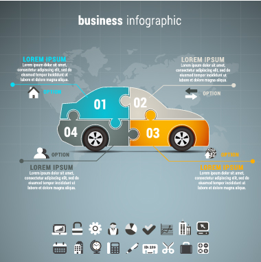 Kfz-Geschäft Infografiekonzerbe Wirtschaft Infografik auto   