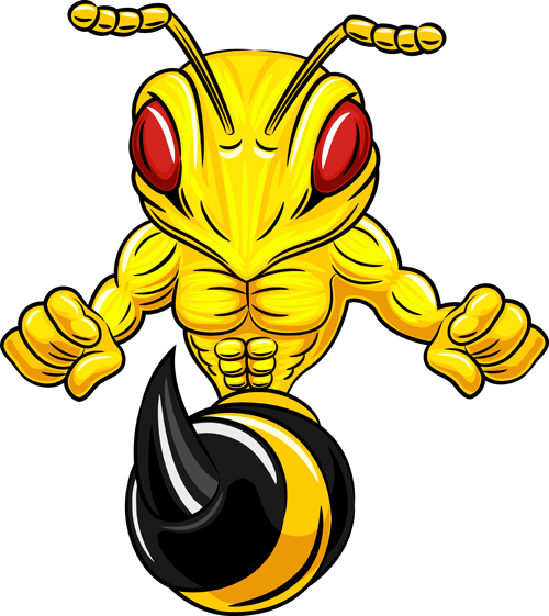 Illustration de vecteur d’abeille en colère de dessin animé 02 illustration Fâché dessin animé abeille   