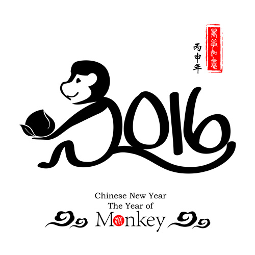Chinesisches 2016 Neujahr mit Affenjahr Kreativvektor 05 Neujahr Kreativ Jahr Chinesisch Affe 2016   