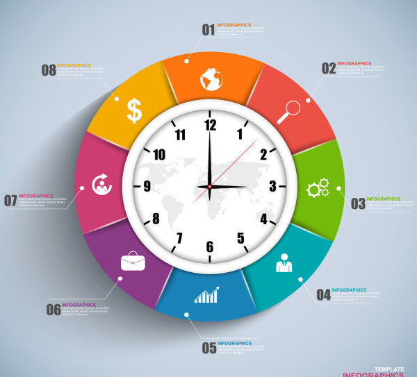 Horloge avec vecteur de conception d’infographies infographies infographie horloge   