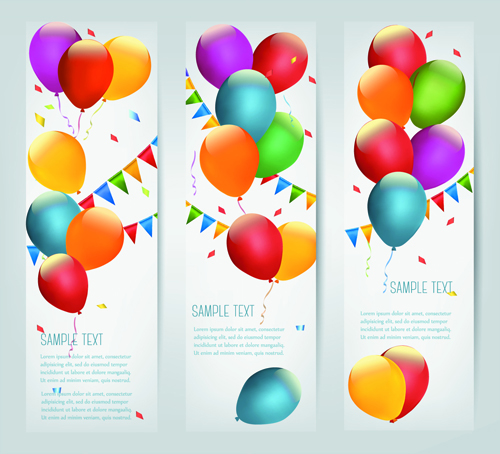 Farbige Luftballons Ferienbanner Vektor 03 Urlaub Luftballons farbig banner   