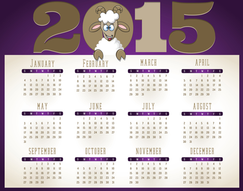 Kreativer Kalender 2015 Vektordesign Set 04 Kreativ Kalender 2015   