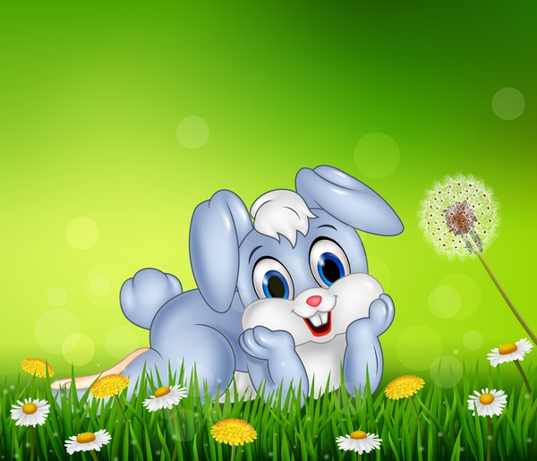 Petit lapin mignon avec le vecteur vert de fond de Pâques 08 vert petit Pâques mignon Lapin   