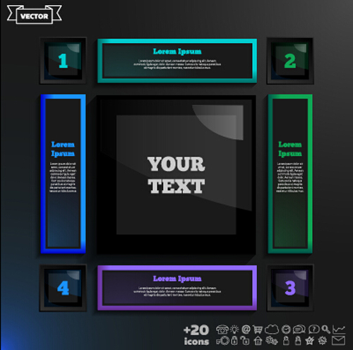 Dunkle Infografik mit Diagramm-Business-Vorlagen-Vektor 05 Vorlage Infografik Diagramm dark business   