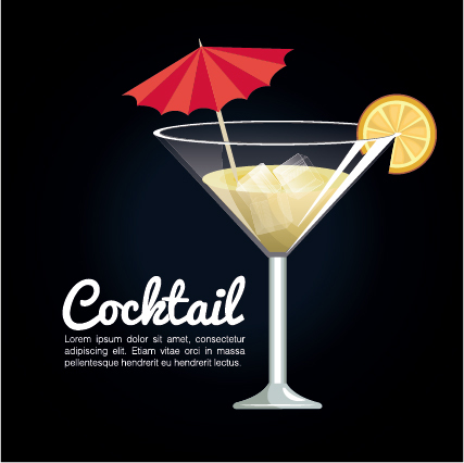 Style sombre cocktail affiche vecteur modèle 01 styles poster dark cocktail   
