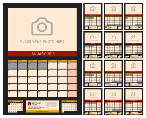 デスクカレンダー2016あなたの写真のベクトル06 卓上カレンダー 写真 2016   