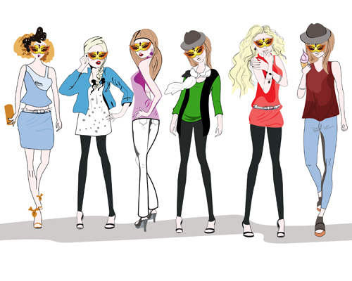 異なるファッションの女の子のデザイングラフィックベクトル 異なる 女の子 ファッションの女の子 ファッション グラフィック   