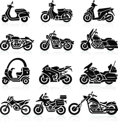 Verschiedene Motorrad-Vektorsilhouetten Bild Silhouetten silhouette Motorrad different   