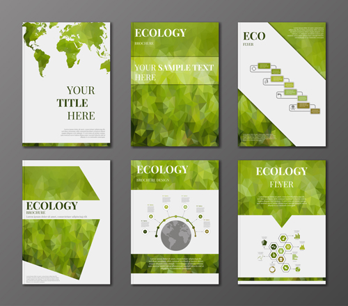 Ökologie-Flyer und Cover-Broschrospektvektoren 03 Ökologie flyer cover Broschüre   