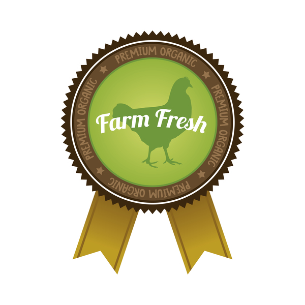 Badge alimentaire bio de ferme avec ruban vecteur 01 ruban organique nourriture ferme badge   