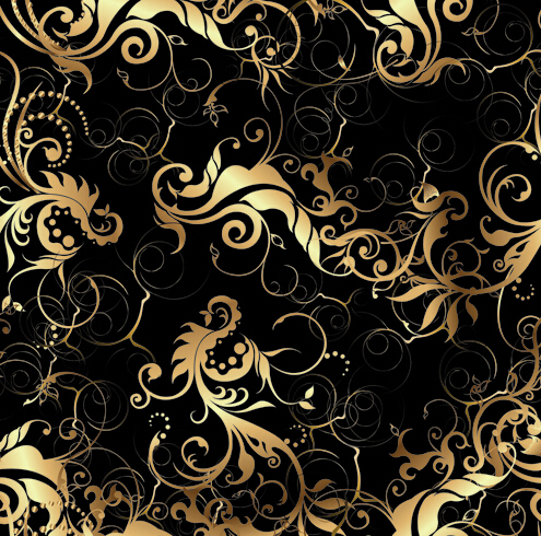 Goldener Blumenornament-Vektor nahtlos ornament nahtlos Muster golden floral   