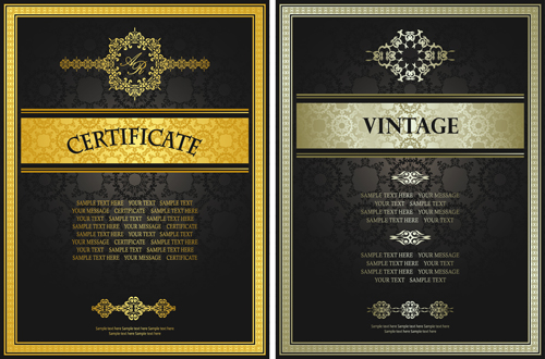 Goldene Schablone Zertifikate Design Vektor 03 Zertifikat Vorlage golden   