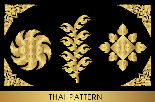 Goldene Thai-Ornamente Kunstvektormaterial 17 thai Ornamente golden   