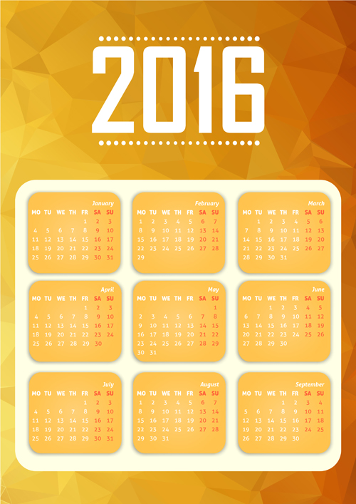 Gitterkalender 2016 moderner Vektor 04 moderne Kalender Gitter 2016   