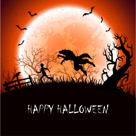 Halloween-Hintergrund mit Werwolf-Vektor Werwolf halloween   