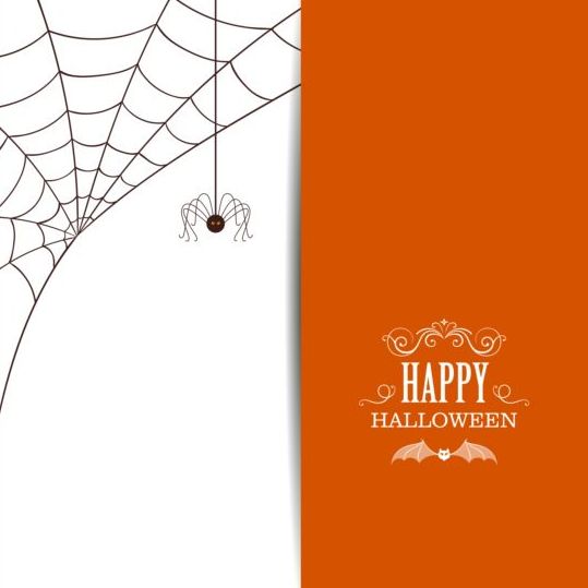 Carte Happy Halloween avec Spider Webs vecteur 03 Webs spider happy halloween carte   