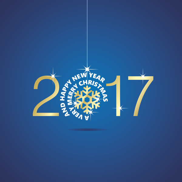 ハッピーニューイヤー2017クリスマスボールスノーフレークブルーベクター 青 雪片 新しい 幸せ 年 ボール クリスマス 2017   