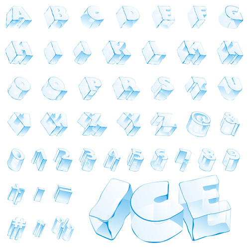Alphabet de glace et numéro vecteur 05 nombre matériel glace alphabet   