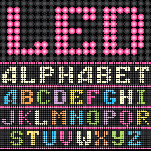 Alphabets de styles de LED avec le matériel de vecteur de nombres styles nombre chiffres alphabet   