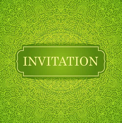 Invitation florale fleuri carte vert styles vecteur 04 vert styles invitation floral fleuri carte   