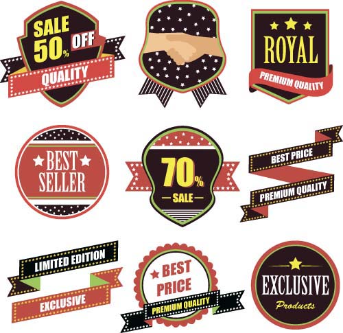 Qualité Premium avec étiquettes de vente et vecteur de badge 02 vente qualité premium étiquettes badge   