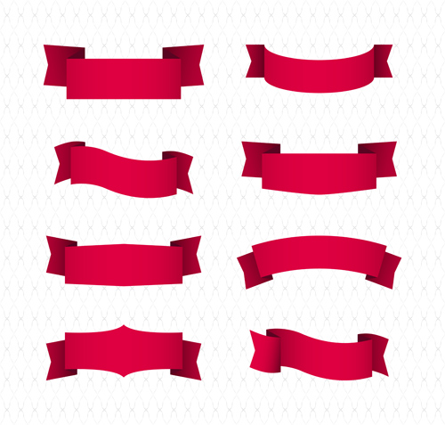 Tout simplement rouge ruban vecteur bannières ensemble 06 simplement ruban rouge bannières   