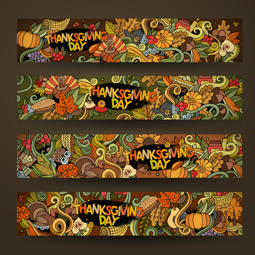 Thanksgiving automne bannière dessiné à la main vecteur l’automne dessiné à la main Bannière action de grâces   