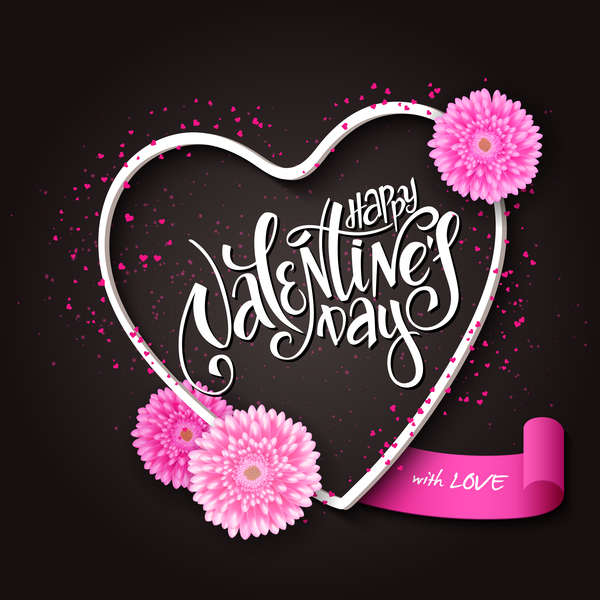 Valentinstag Herzkarten mit dunklem Hintergrundvektor 08 Valentine tag Karten Herz Dunkel   