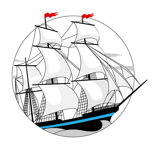 Weißer Segelschiff-Design-Vektor weiß Segelschiff design   