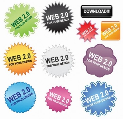 Web-Buttons mit Aufklebervektor-Set web sticker designs buttons   