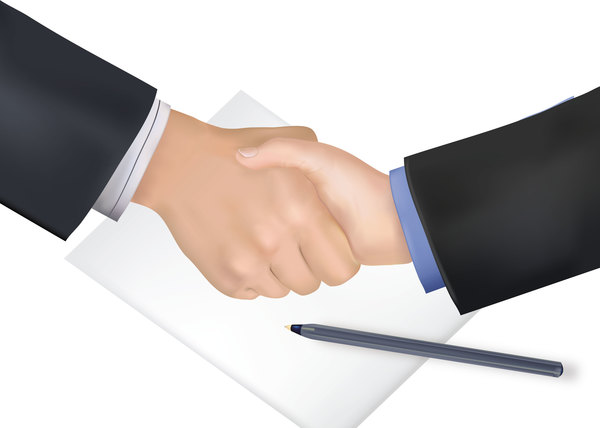 Handschlag und Kugelschreiber Business-Vektor 01 pen handshake business   