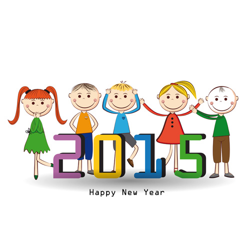 2015新しい年と子のデザインベクター01 新年 子供 2015   