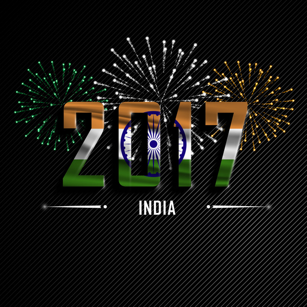 2017 Neujahr Indien Vektorhintergrund Neujahr Jahr indien 2017   