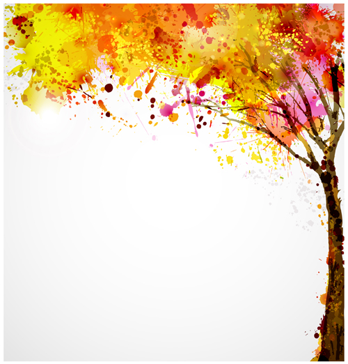 L’automne aquarelle arbre vecteur matériel 03 automne arbre aquarelle   
