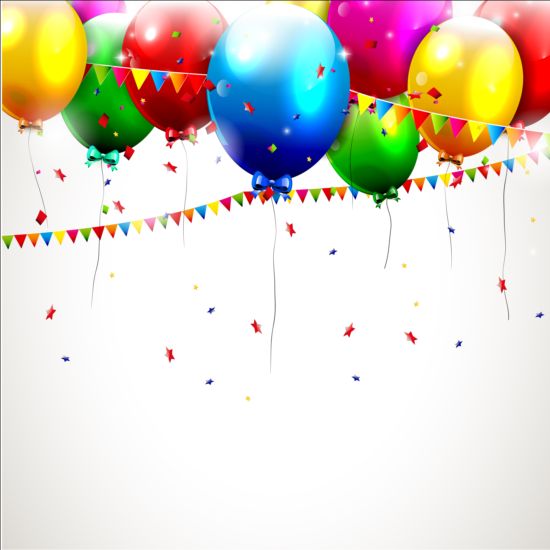Fond de ballons d’anniversaire avec des confettis et un drapeau de coin vecteur 03 fond corner confettis ballons Anniversaire   