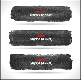 Schwarze Tinte Grunge Banner-Vektor-Set 05 Tinte Schwarz grunge banner   